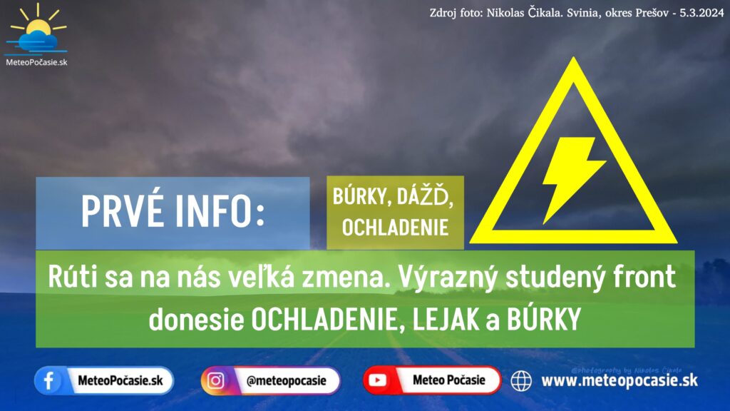 Rúti sa na nás veľká zmena. Výrazný studený front donesie BÚRKY, LEJAK a OCHLADENIE